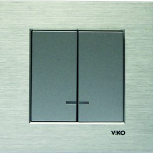 کلید دوپل چراغدار الومینیوم نقره ویکو مدل VIKO ELOXAL